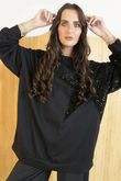 Moxie Sequin Star Sweatshirt Black